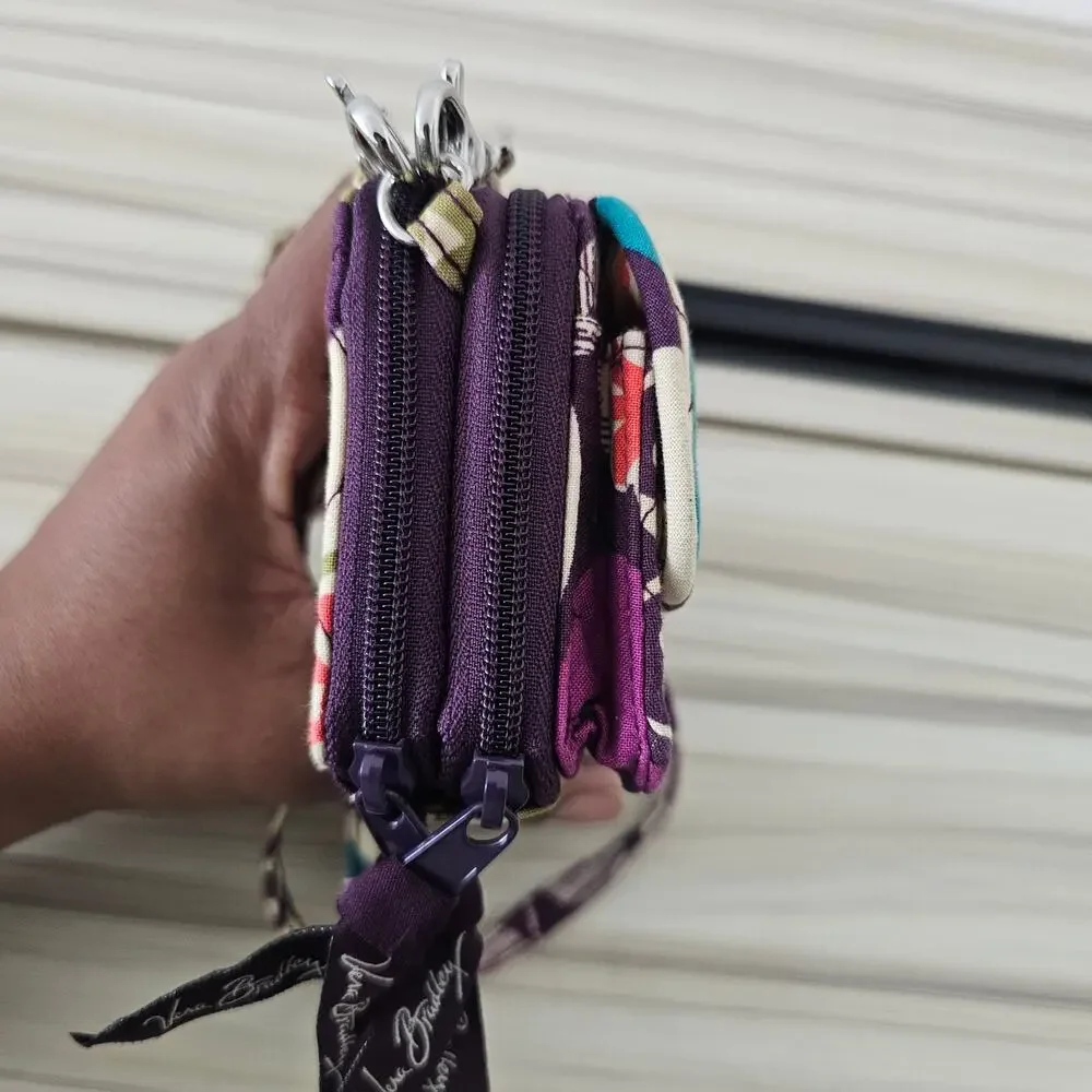 Vera Bradley Retired Plum Crazy Print Wallet with Crossbody Strap - Picture 5 of 11